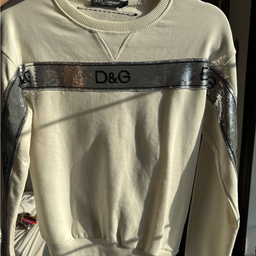 D&G Cream and Silver Sweatshirt